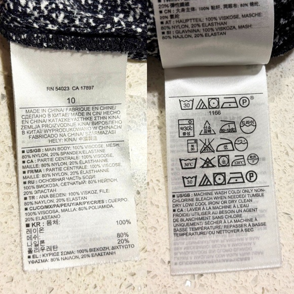 Banana Republic Printed Mesh-Inset Dress Black and White Size 10 - Picture 11 of 11